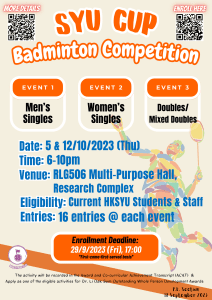 Read more about the article 2023-2024 SYU Cup Badminton Competition