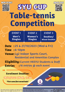 Read more about the article 2023-2024 SYU Cup Table-tennis Competition