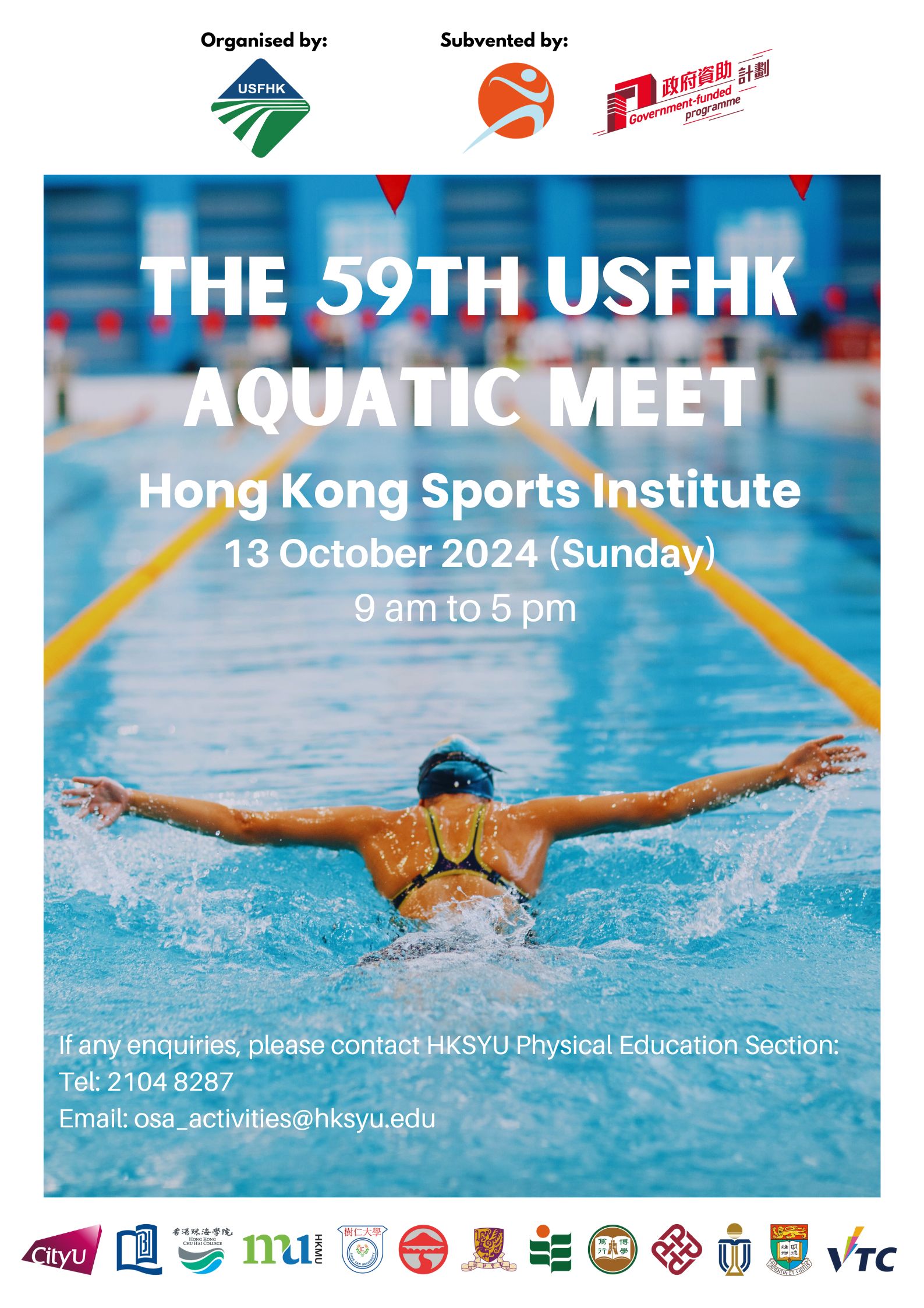 Read more about the article The 59th USFHK Aquatic Meet (13 October 2024)​